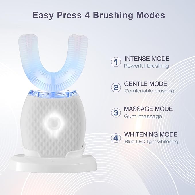 360° Automatic U-Shaped Electric Toothbrush | Rechargeable & Waterproof