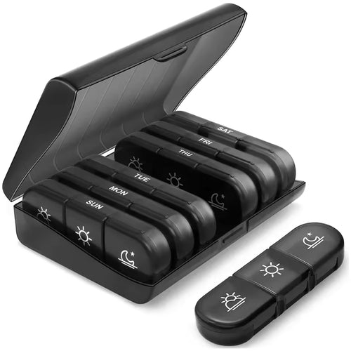 7-Day Pill Organizer with Large Compartments – Portable Weekly Medicine & Vitamin Case